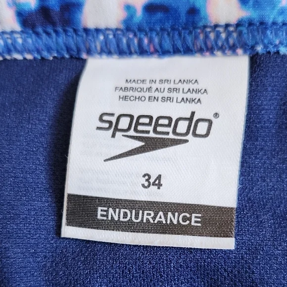 Speedo Navy and White Patterned Swim Briefs - Picture 2 of 3